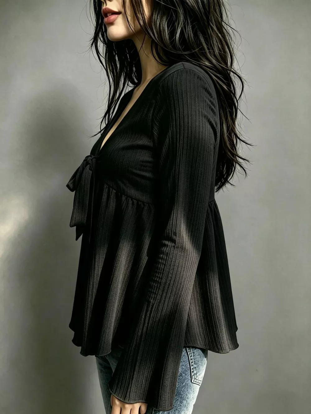 Tie-Front Flare Sleeve Blouse, image 12