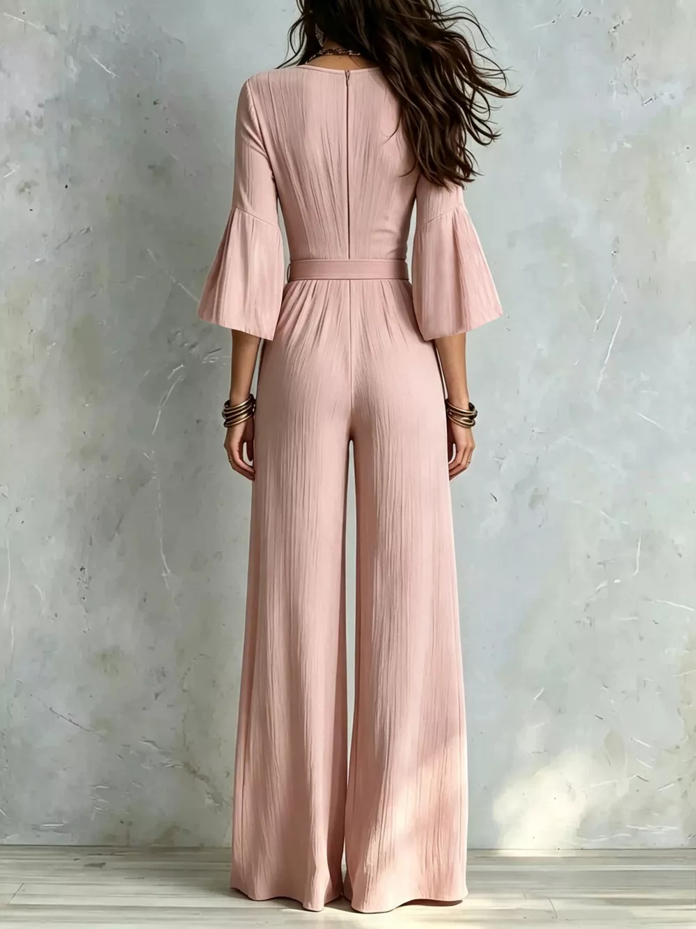Pleated Wide-Leg Jumpsuit with Tie-Waist, image 6