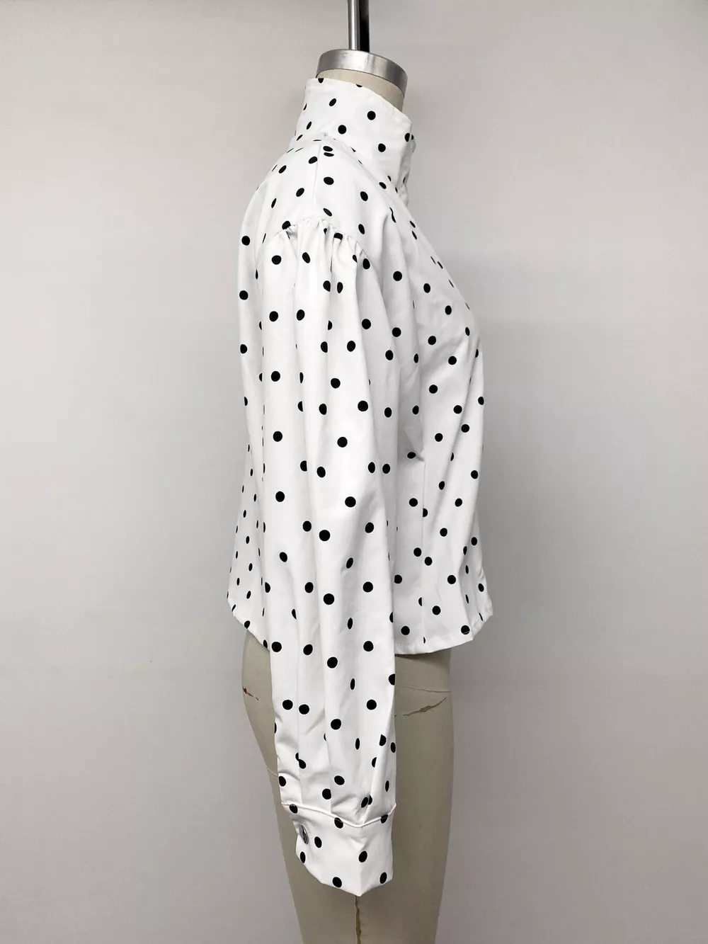 Polka Dot Zip Up Cropped Jacket, image 12