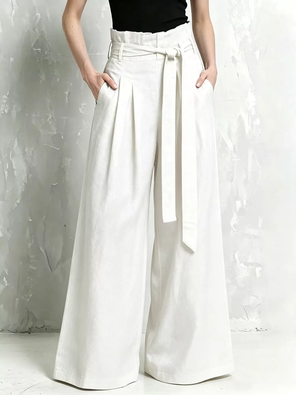 Full Size Wide-Leg Paperbag Waist Pants Plus Size, image 9