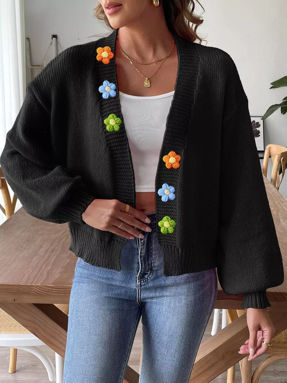 Flower Open Front Cardigan, image 12
