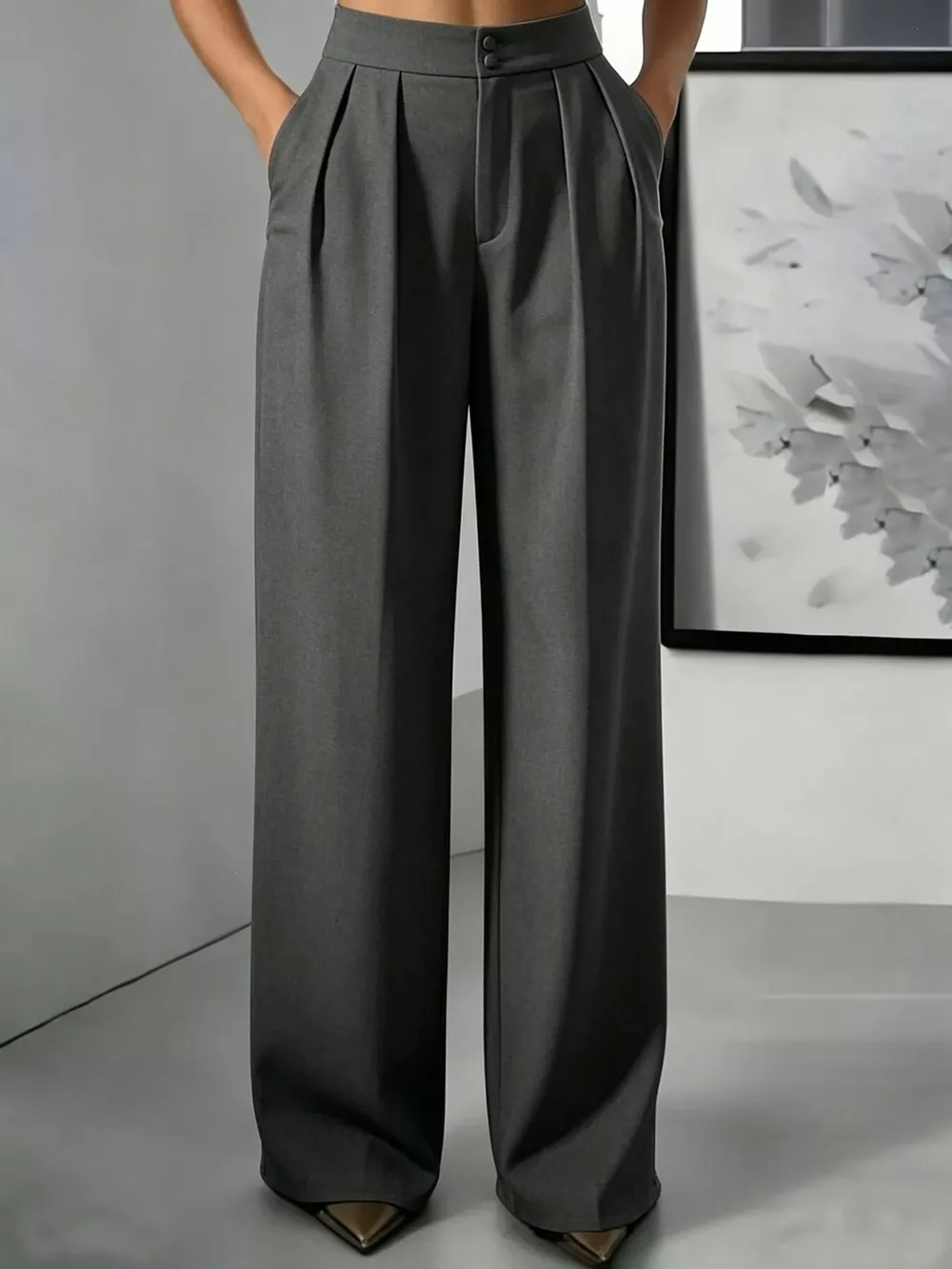 High-Waisted Pleated Wide-Leg Pants, image 11