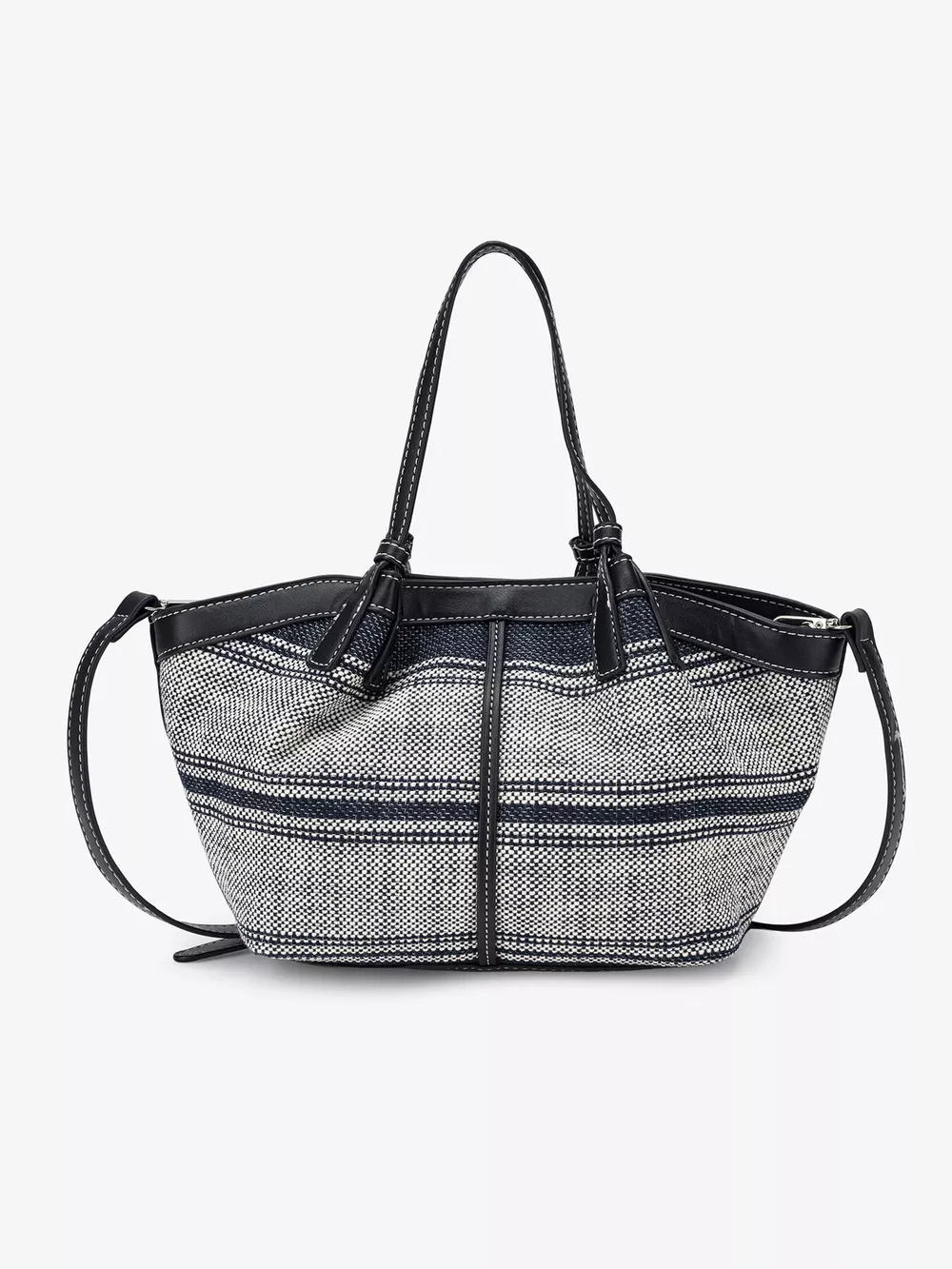 Vintage Striped Crossbody Bag with Leather Trim, image 5