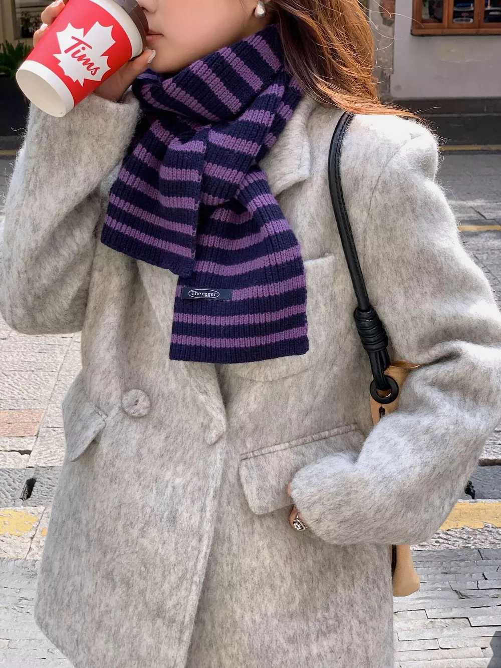 100% Wool Striped Knitted Winter Scarf, image 9