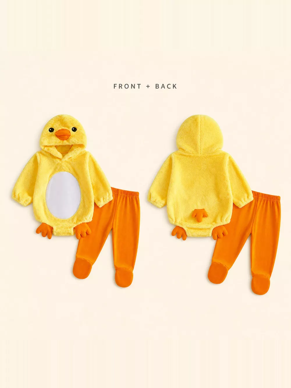 Children's Duck Hooded Bodysuit and Pants Two-Piece Set
