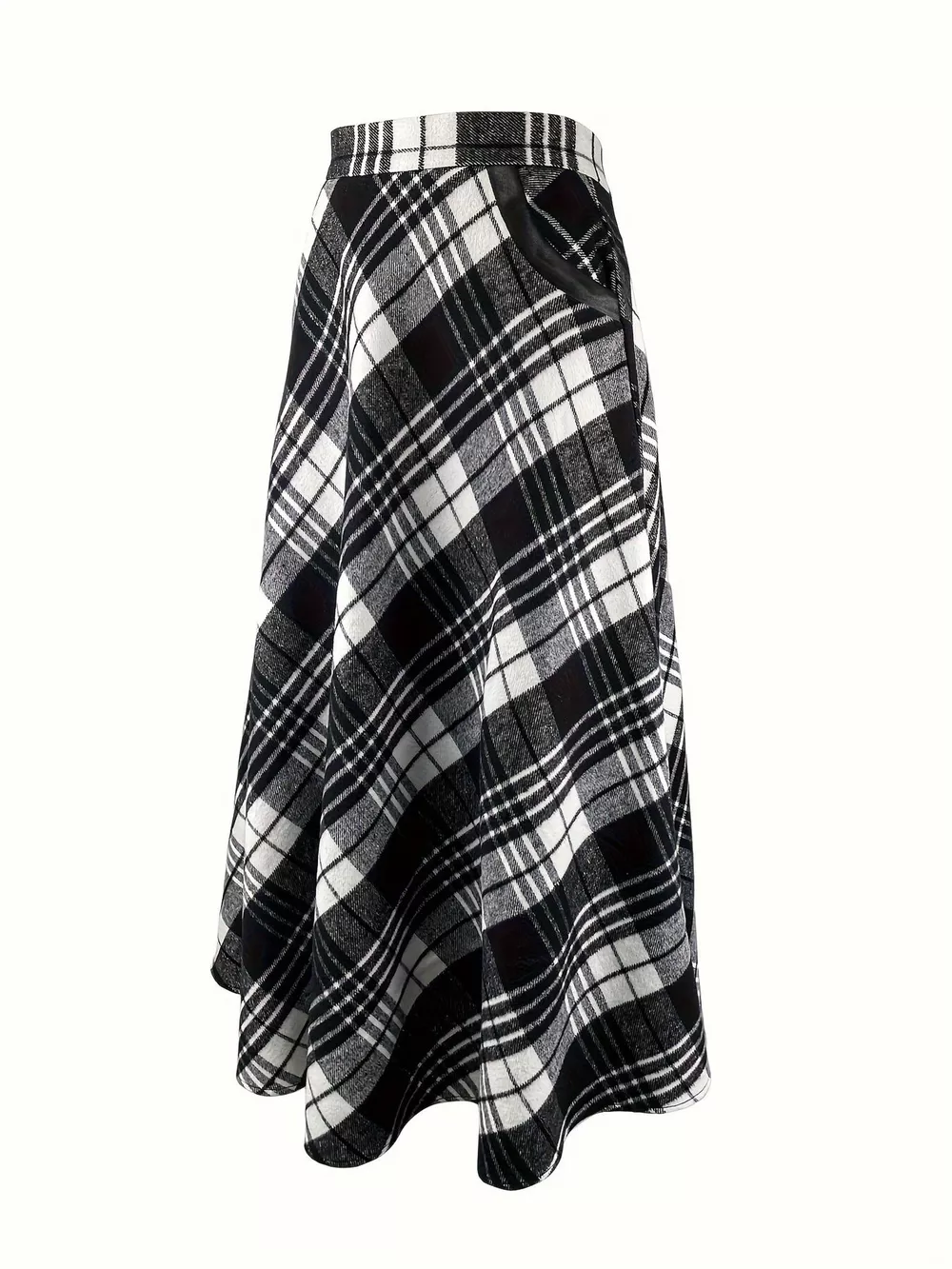 Plaid A-Line Midi Skirt with Pockets, image 3