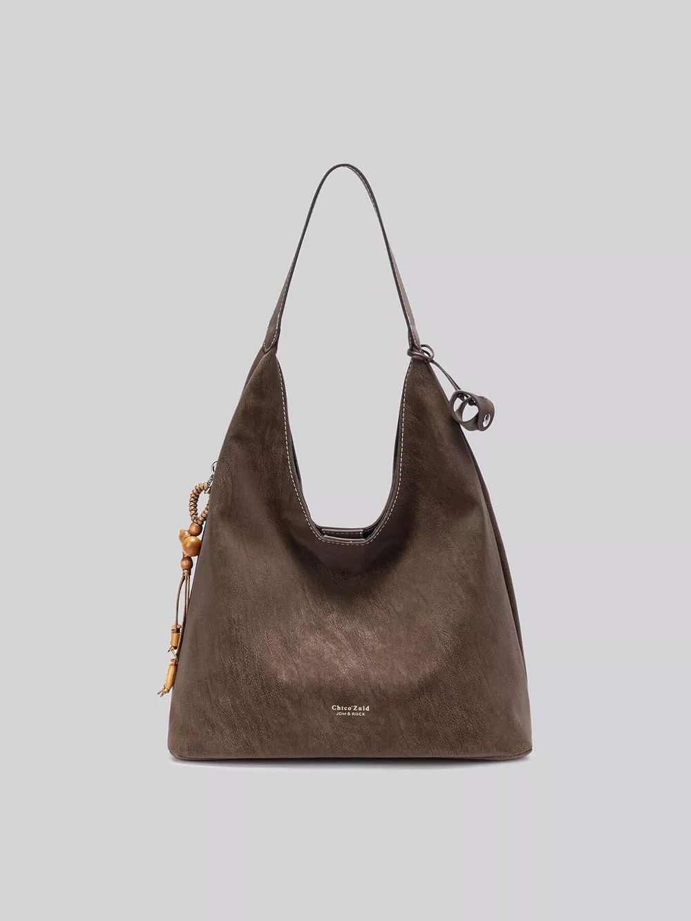 Suede Hobo Shoulder Bag with Decorative Tassel, image 7