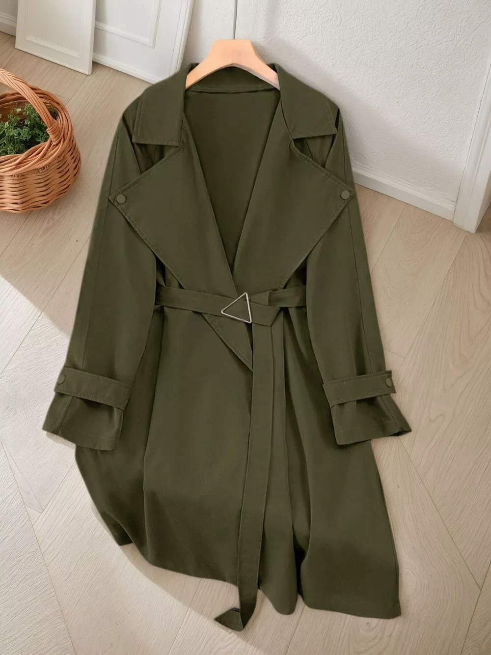 Lapel Collar Longline Trench Coat