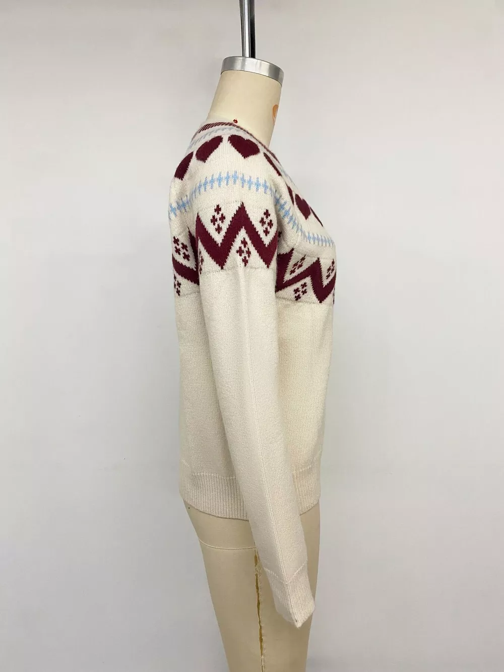 Heart-Patterned Crew Neck Sweater, image 13