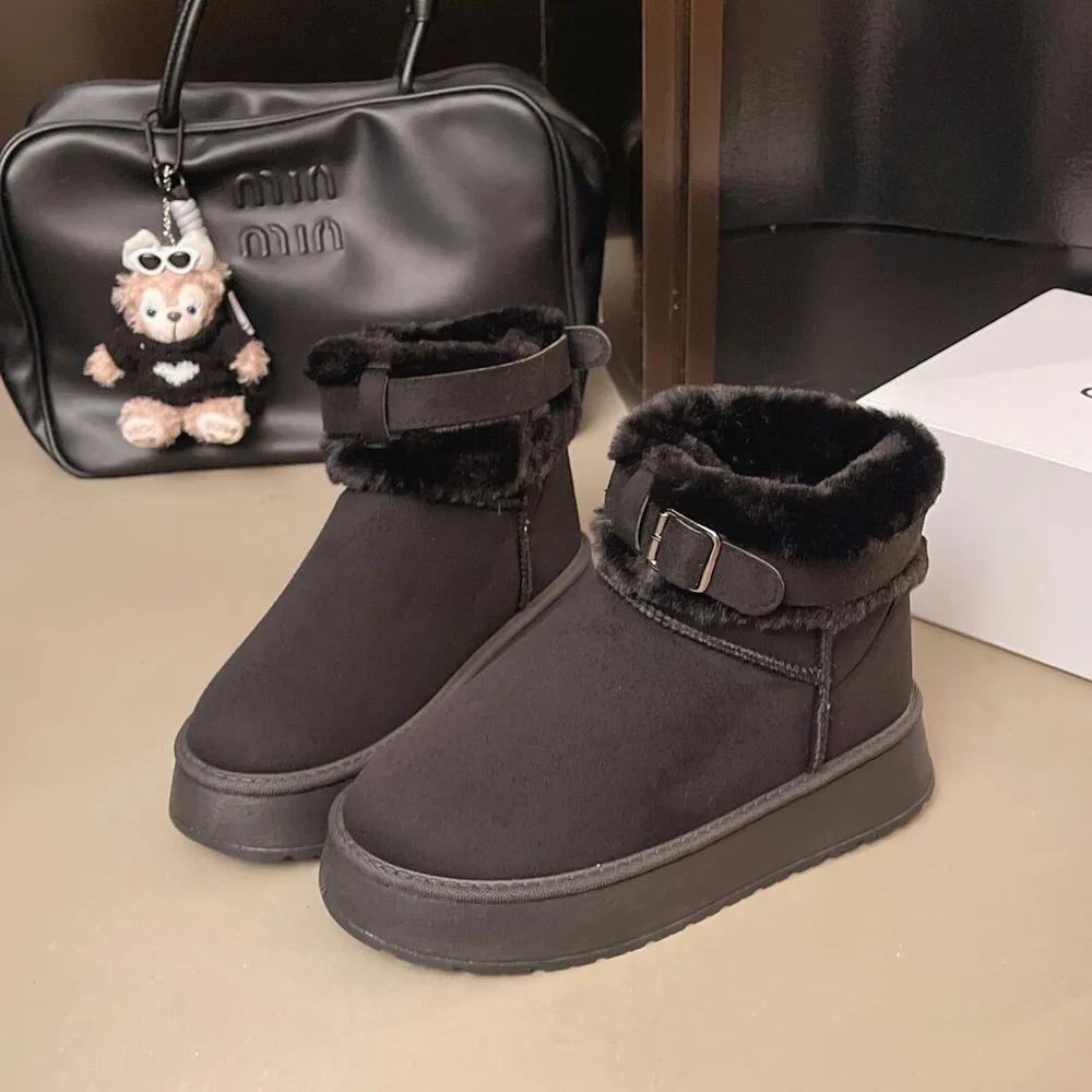 Round Toe Platform Fleece-Lined Winter Boots