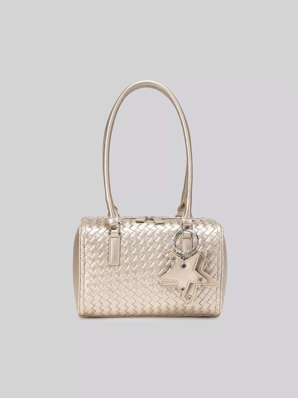 Metallic Woven Texture Shoulder Bag with Star Charm, image 6