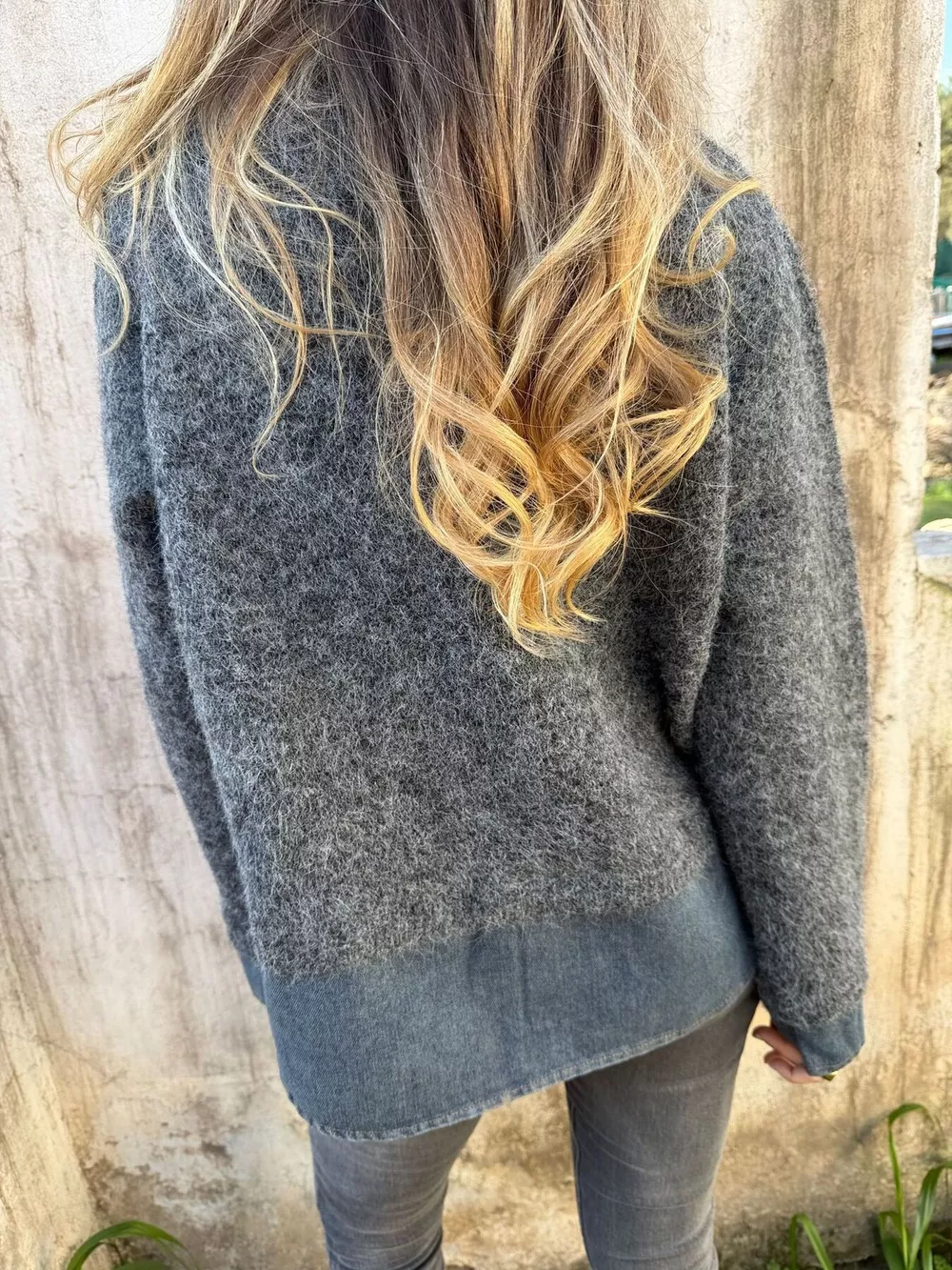Contrast Denim Collar Half-Zip Knit Sweater, image 9
