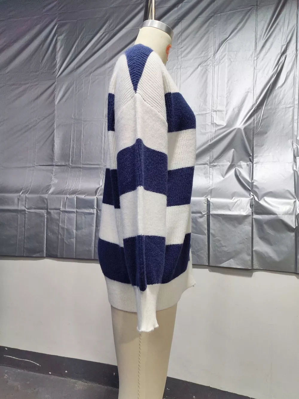 Striped V-Neck Button-Down Cardigan, image 13