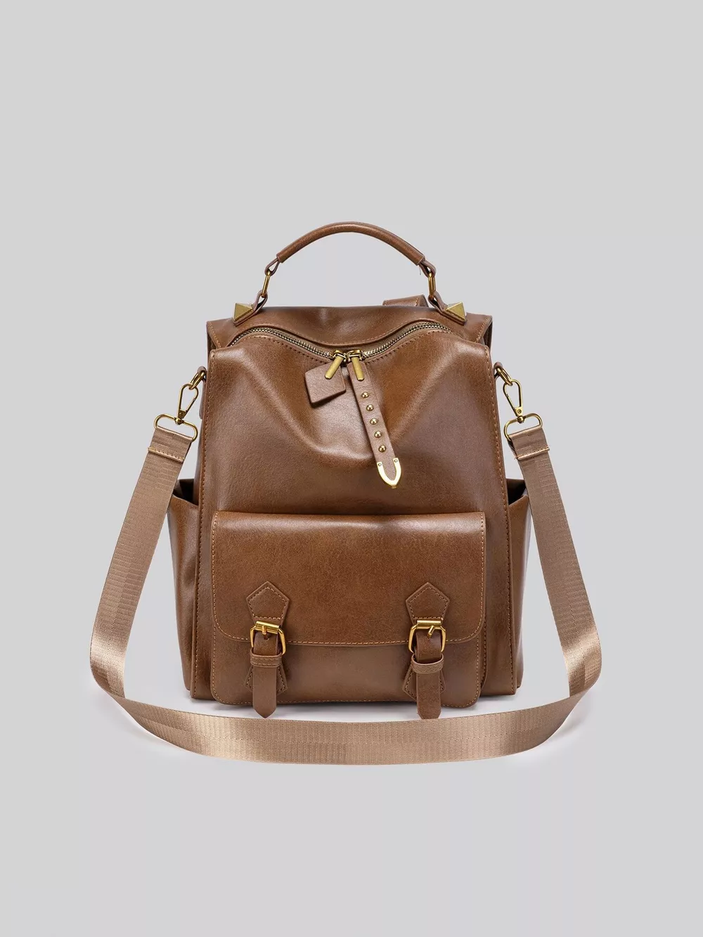 Vintage Style Leather Backpack Bag, image 3