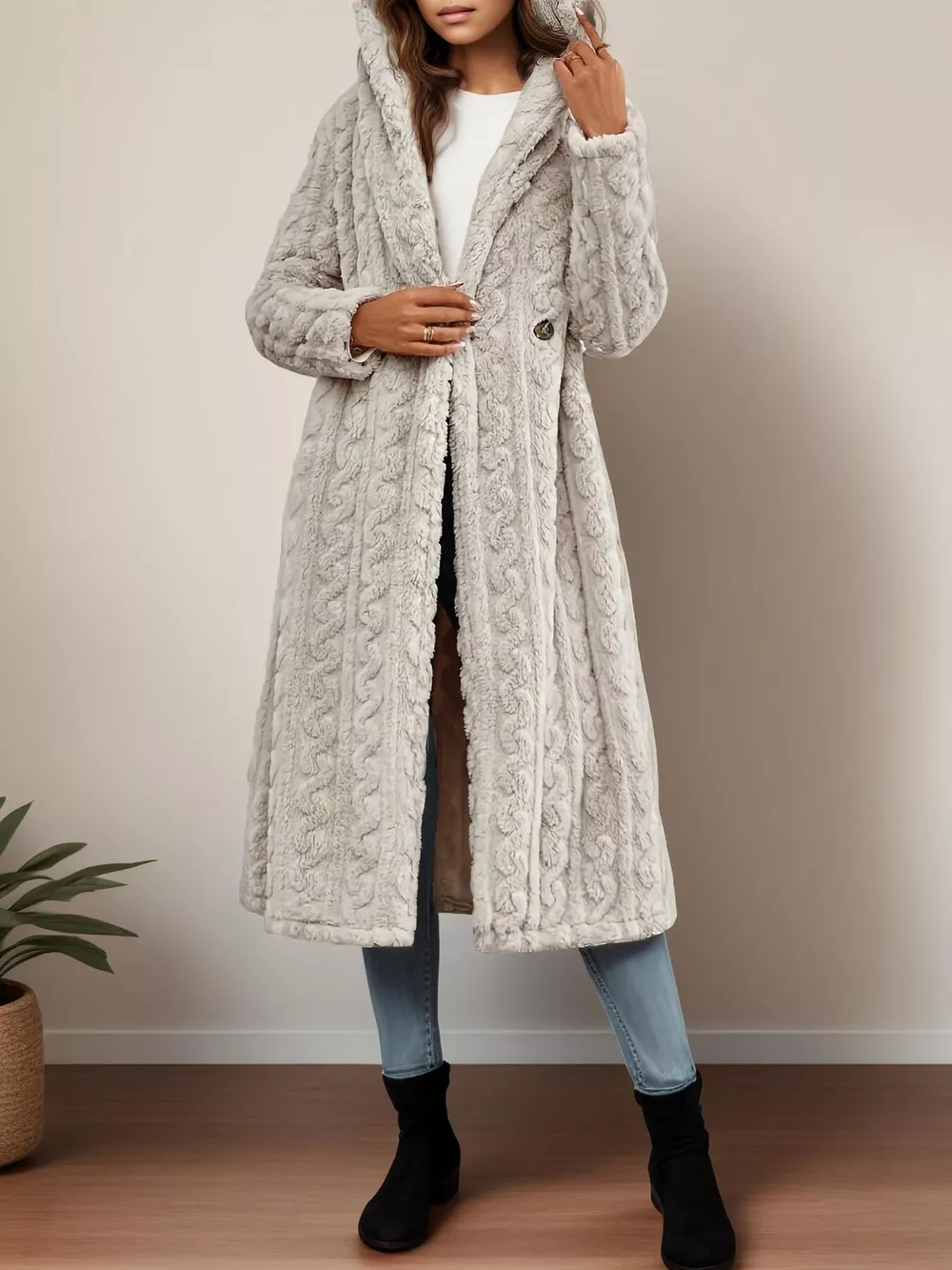 Cozy Hooded Button Up Longline Outerwear