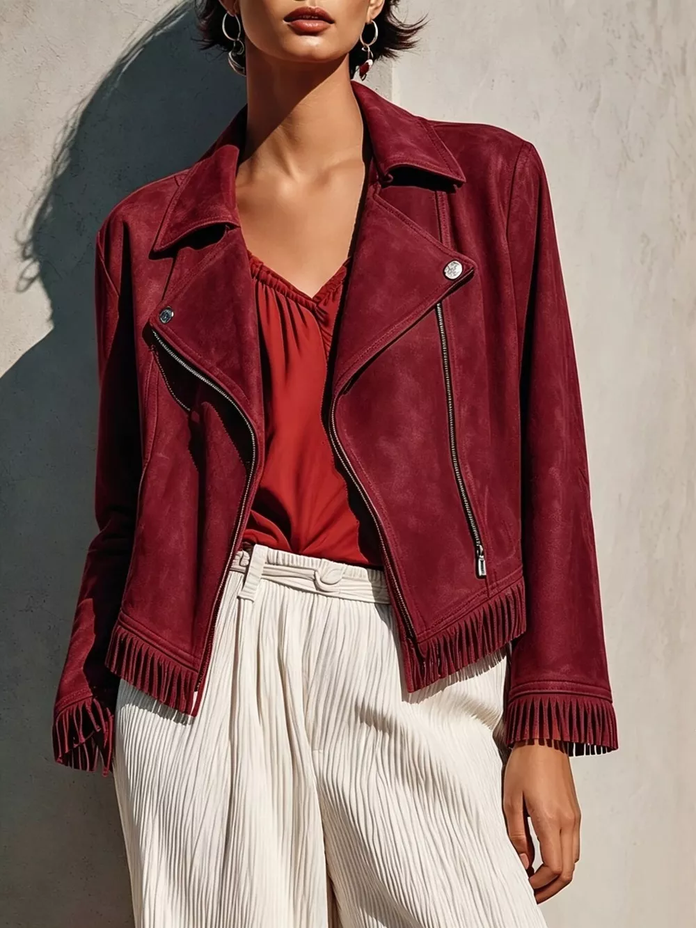 Fringe Hem Zip Up Jacket, image 6