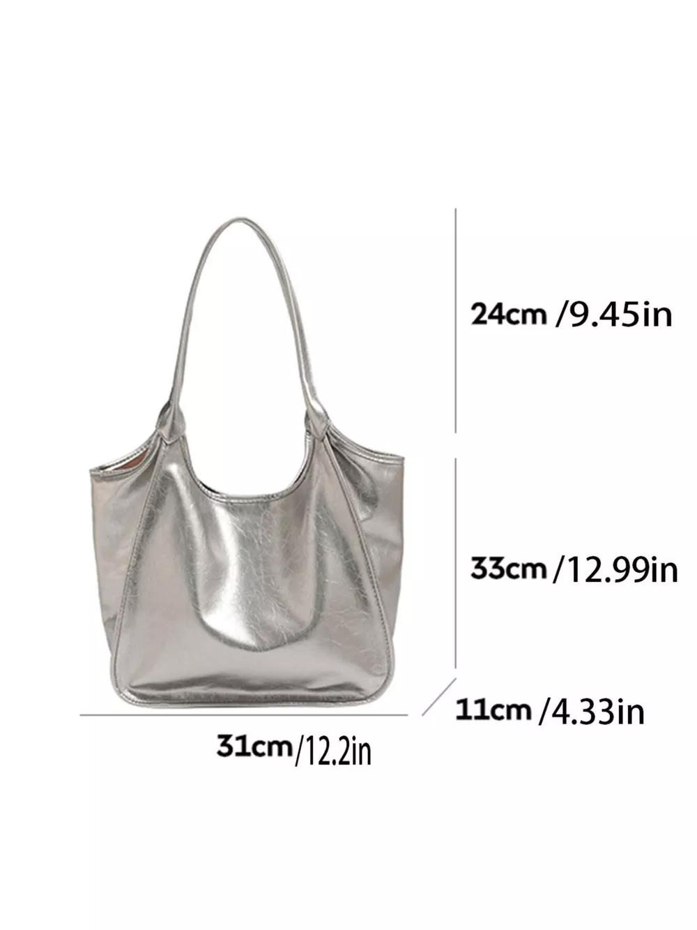Metallic PU Leather Tote Bag, image 7