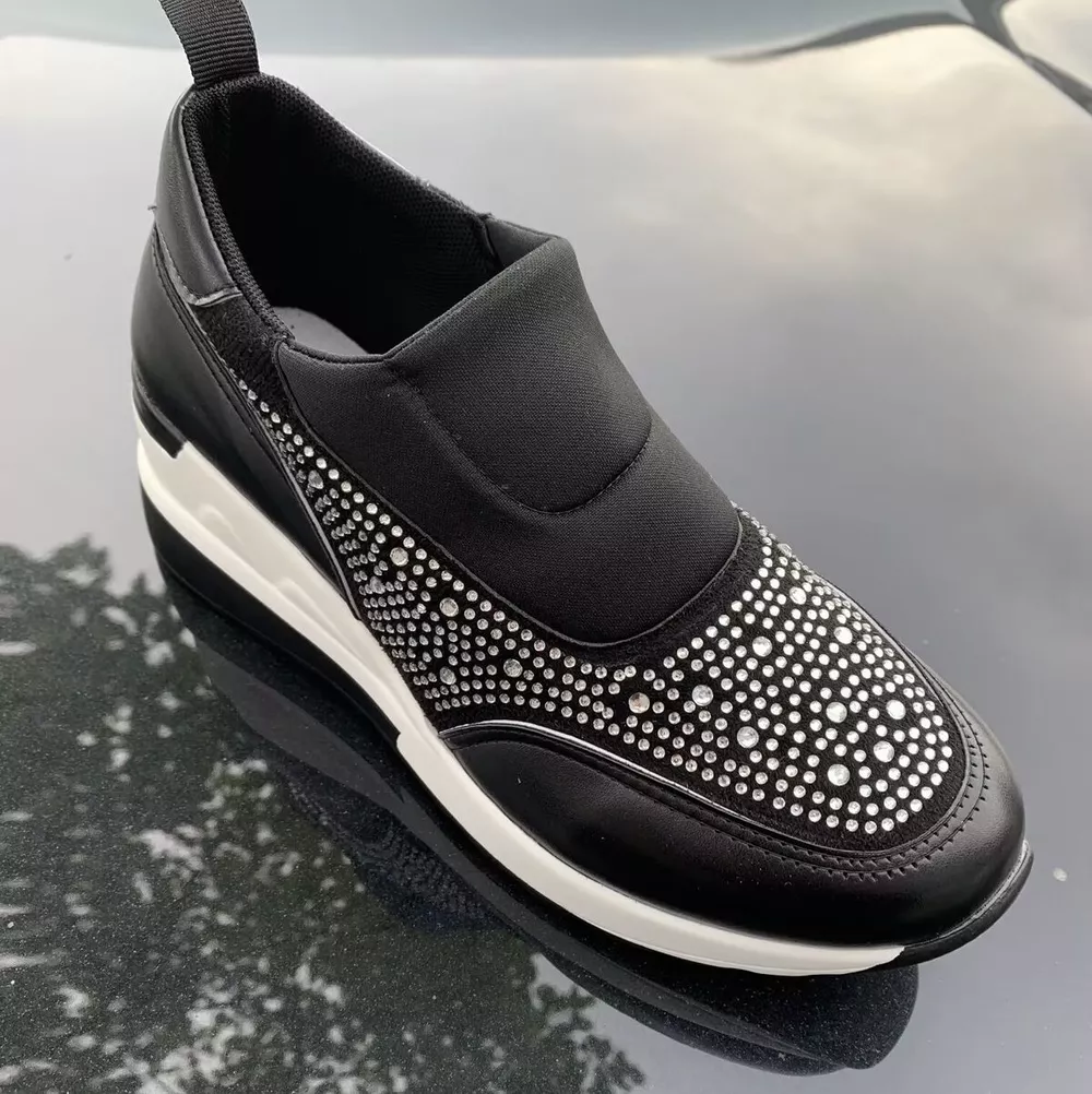 Rhinestone Embellished Wedge Sneakers, image 3