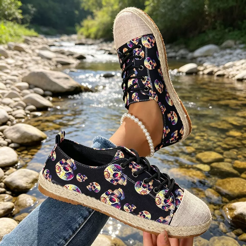 Lace-Up Flat Round-Toe Breathable Sneakers, image 3