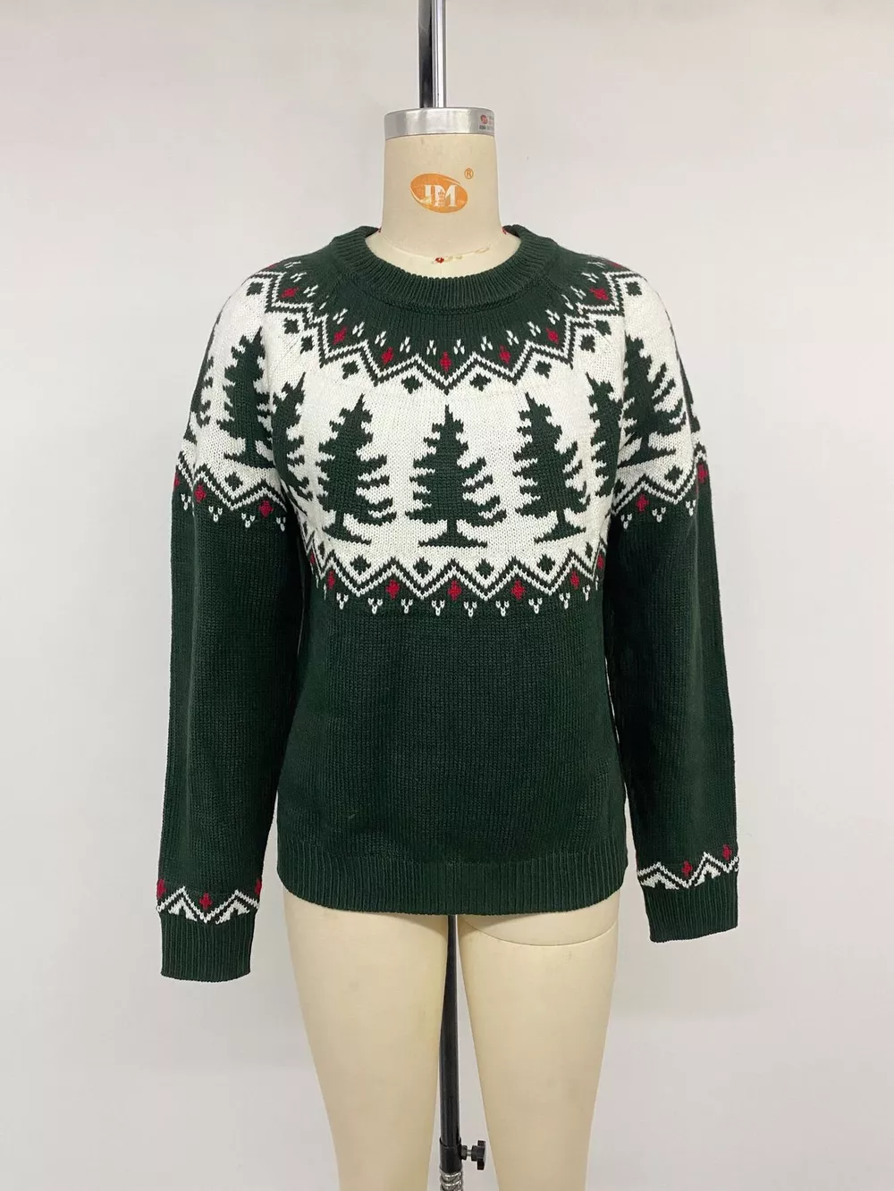 Christmas Tree Pattern Round Neck Sweater, image 12