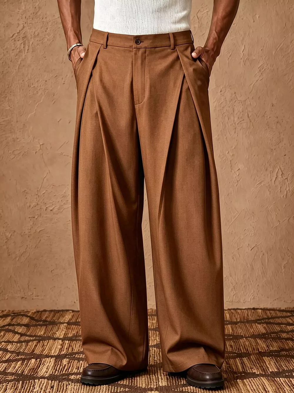 Men's High-Waisted Wide-Leg Pleated Dress Pants, image 2