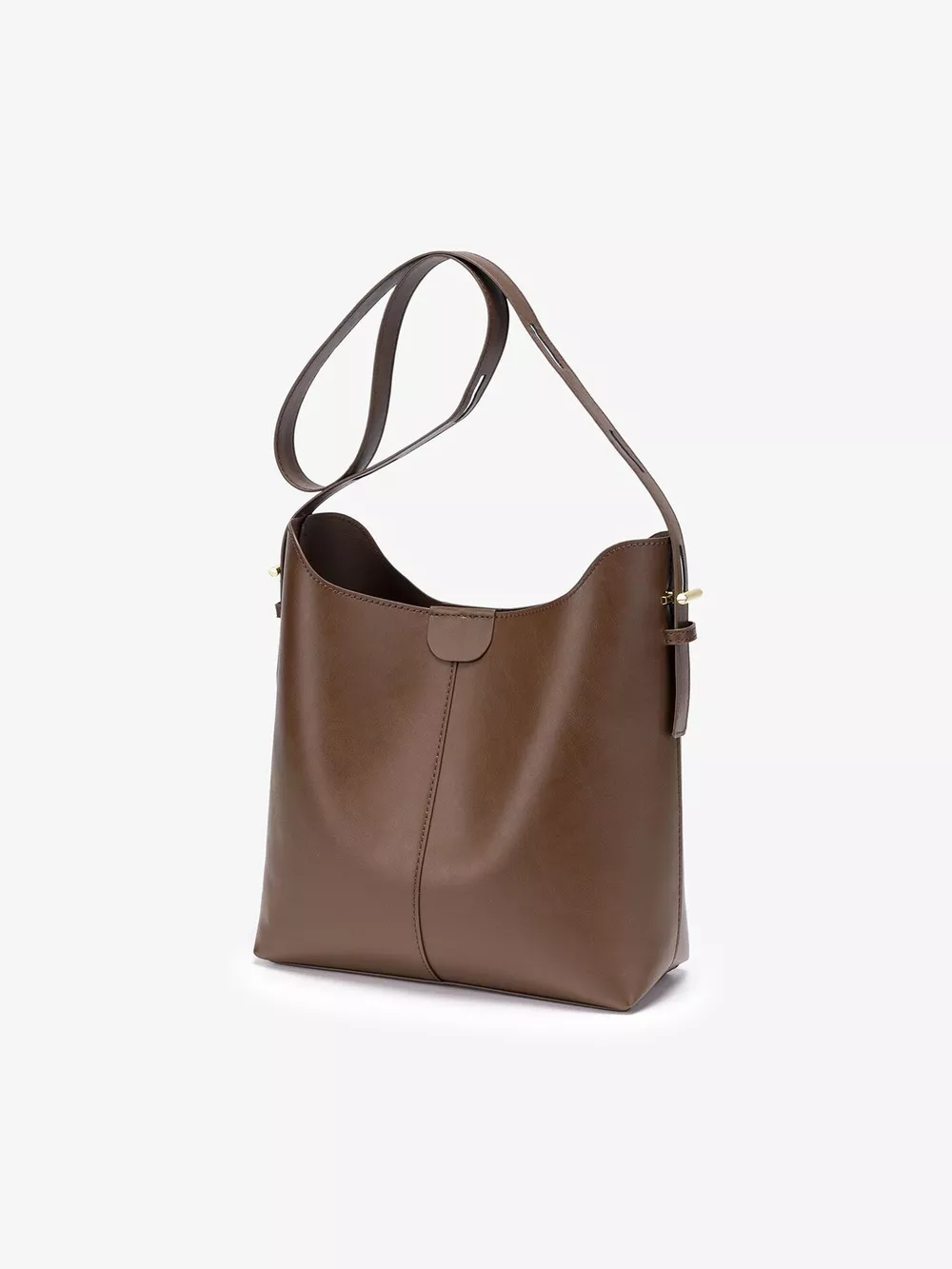Minimalist PU Leather Bucket Shoulder Bag, image 10