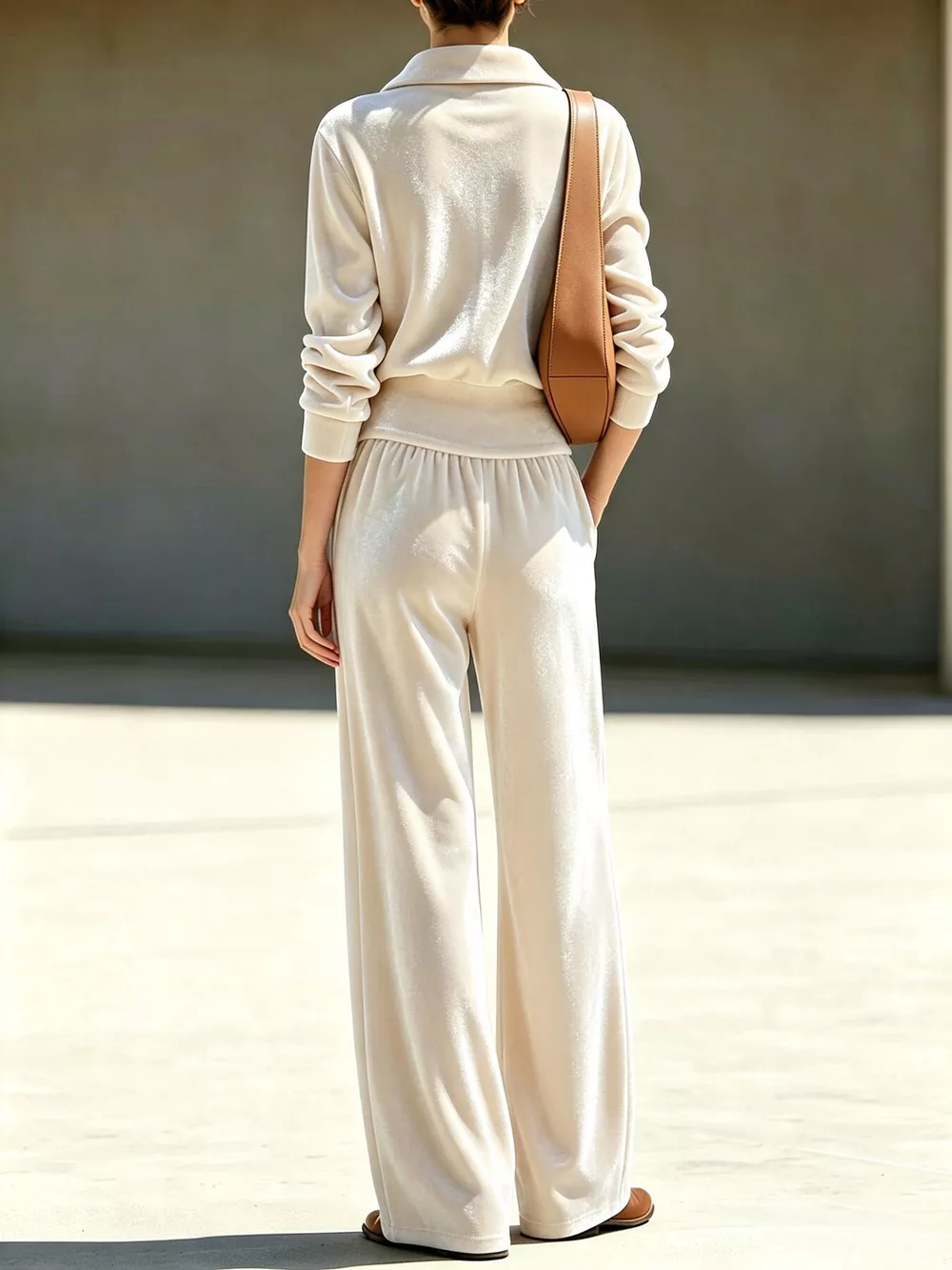 Full Size Quarter-Zip Top and Wide-Leg Pants Set Plus Size, image 3