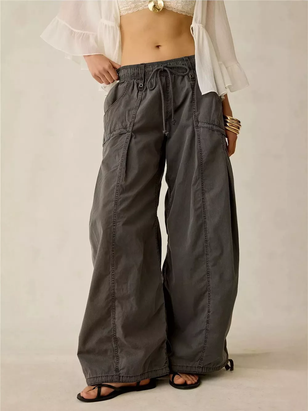 High-Waisted Cargo Wide-Leg Pants