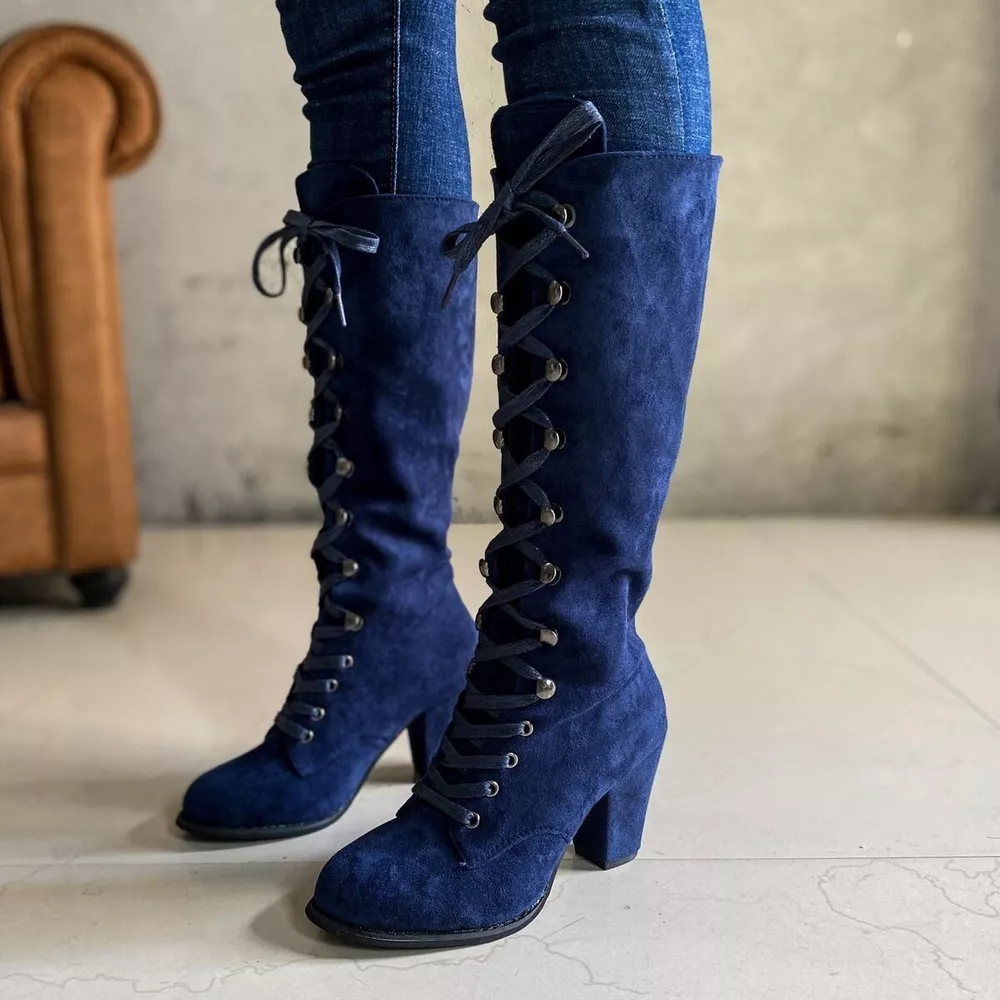 Lace Up Block Heels Boots, image 3