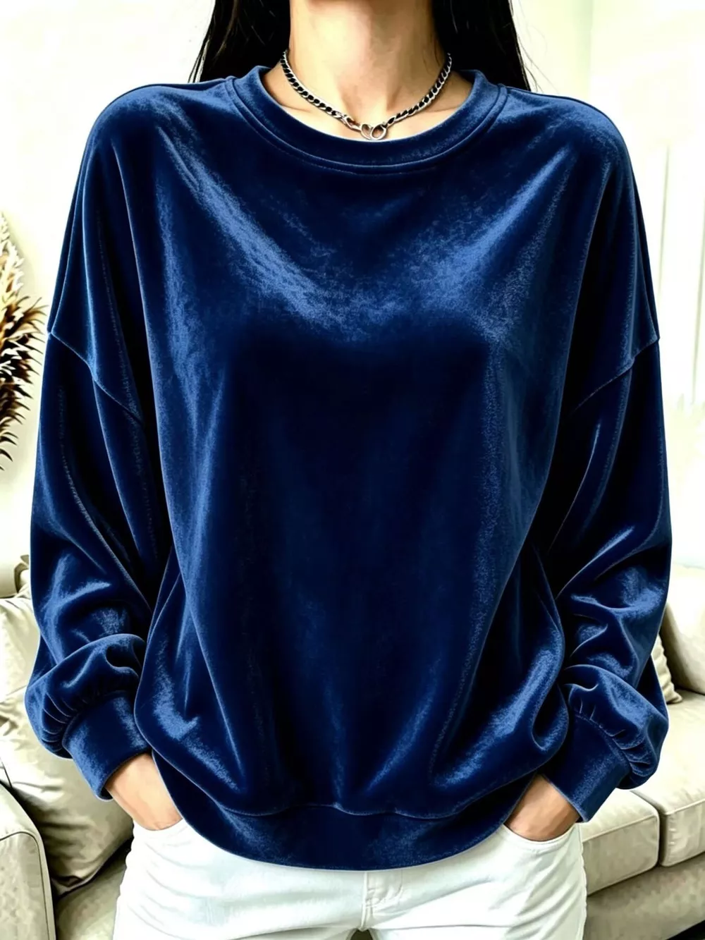 Full Size Velvet Dropped Shoulder Sweatshirt Plus Size, image 13