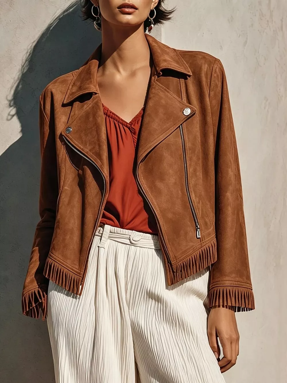 Fringe Hem Zip Up Jacket, image 8