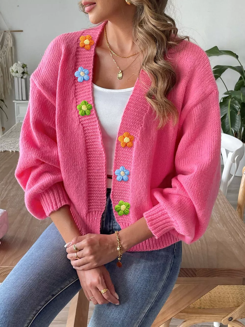 Flower Open Front Cardigan, image 2
