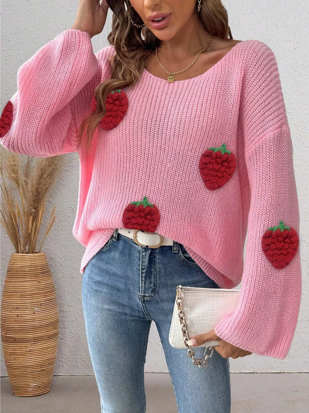 Strawberry Applique Oversized Sweater, image 10