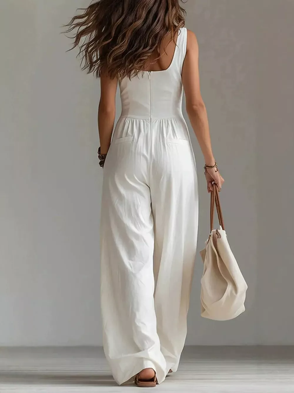 Sleeveless Button-Front Jumpsuit, image 4