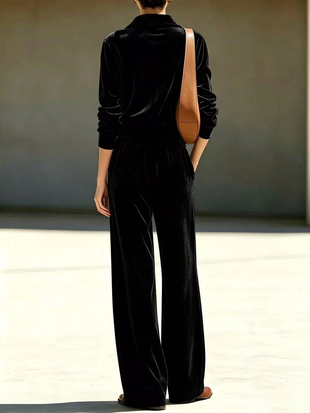 Full Size Half Zip Sweatshirt and Wide-Leg Pants Set Plus Size, image 9