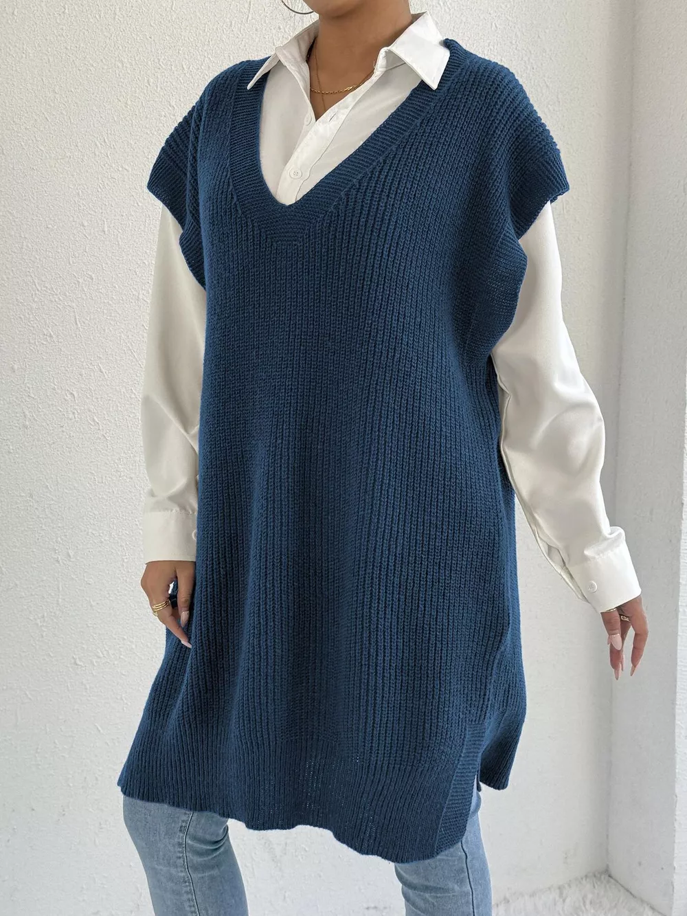 Oversized V-Neck Sweater Vest, image 14