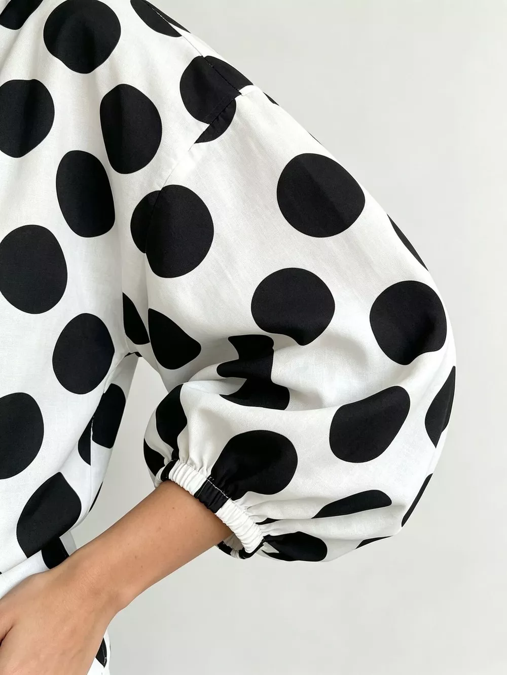 Polka Dot Puff Sleeve Shirt, image 3