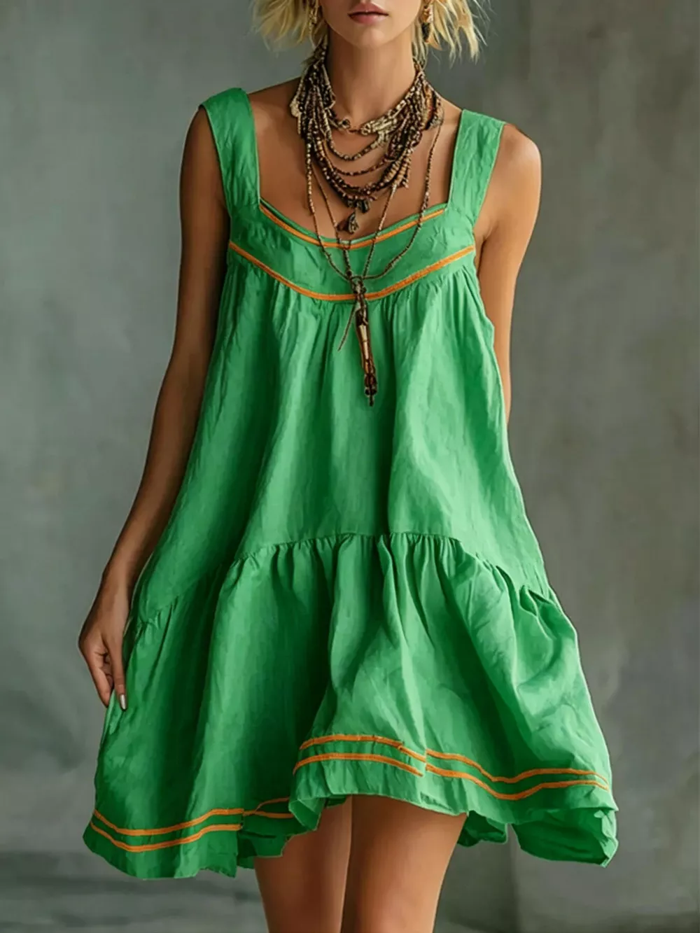 Full Size Sleeveless Tiered Mini Dress Plus Size, image 5
