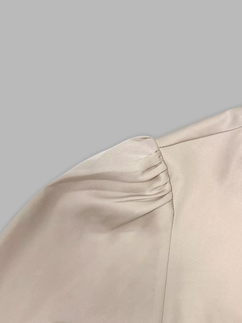 Long Sleeve Satin Ruched Midi Dress, image 8