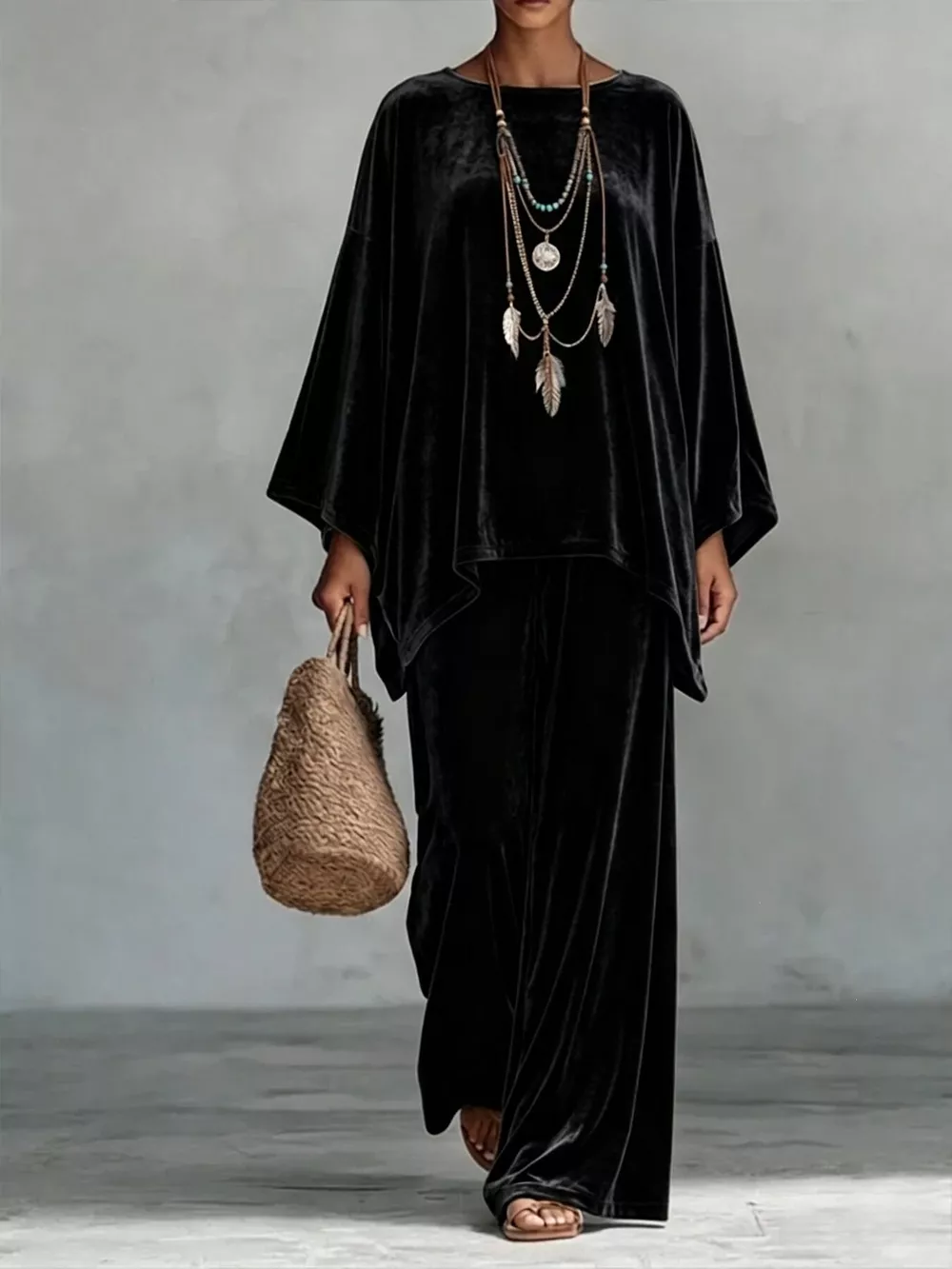 Full Size Asymmetrical Top and Wide Leg Pants Set Plus Size, image 5