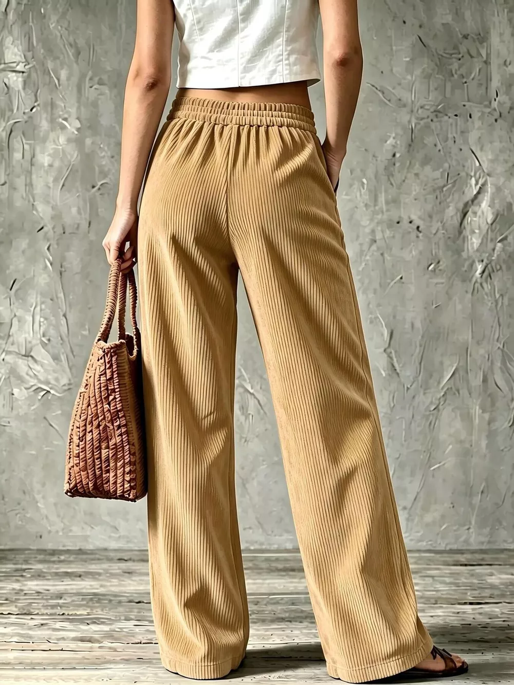 Full Size Wide-Leg Corduroy Pants Plus Size, image 5