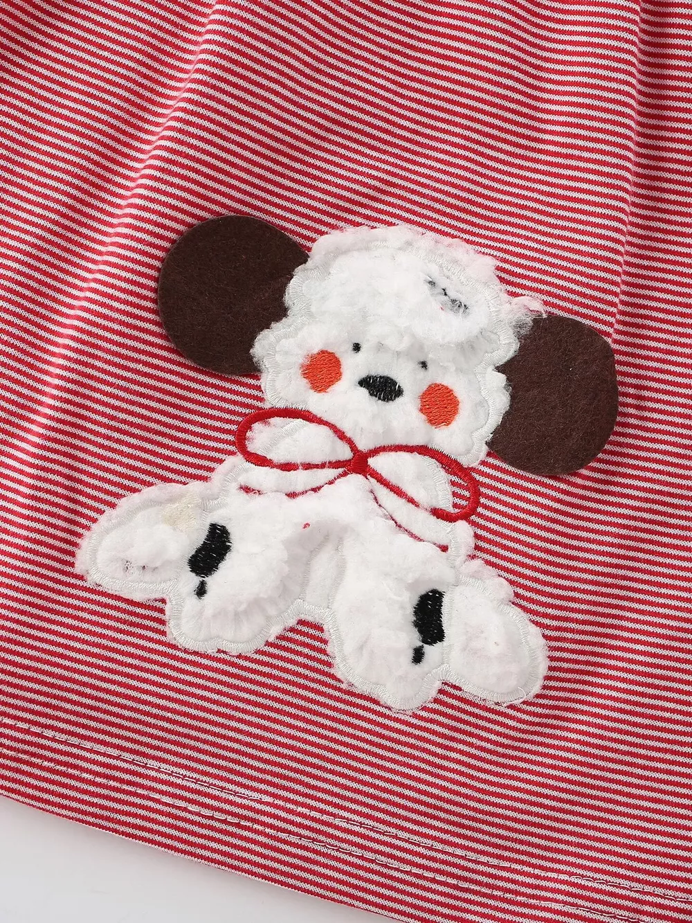 Children's Striped Long-Sleeve Casual Dress with Puppy Applique, image 4