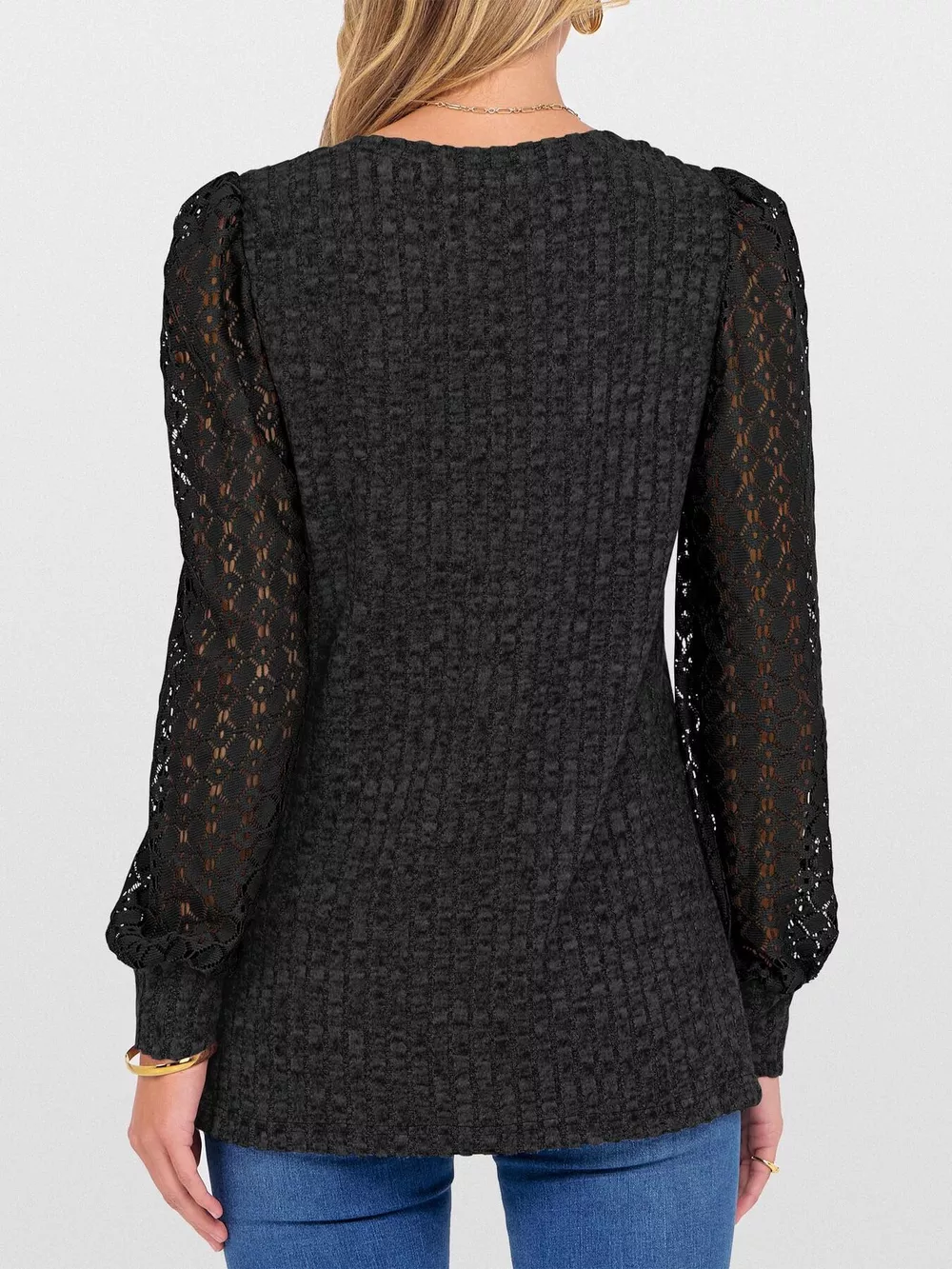 Lace Sleeve V-Neck T-Shirt, image 13