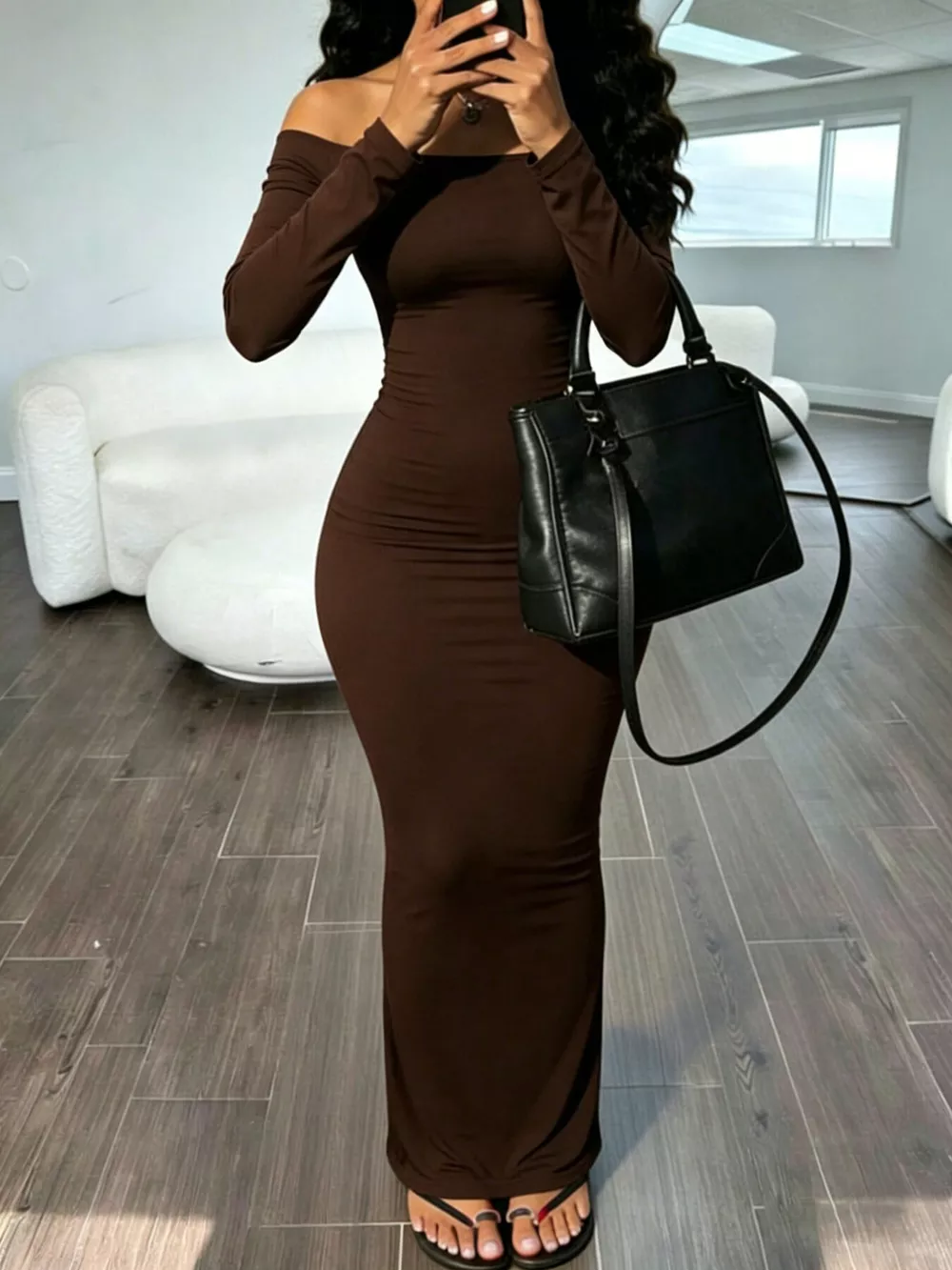 Off-Shoulder Bodycon Maxi Dress, image 2