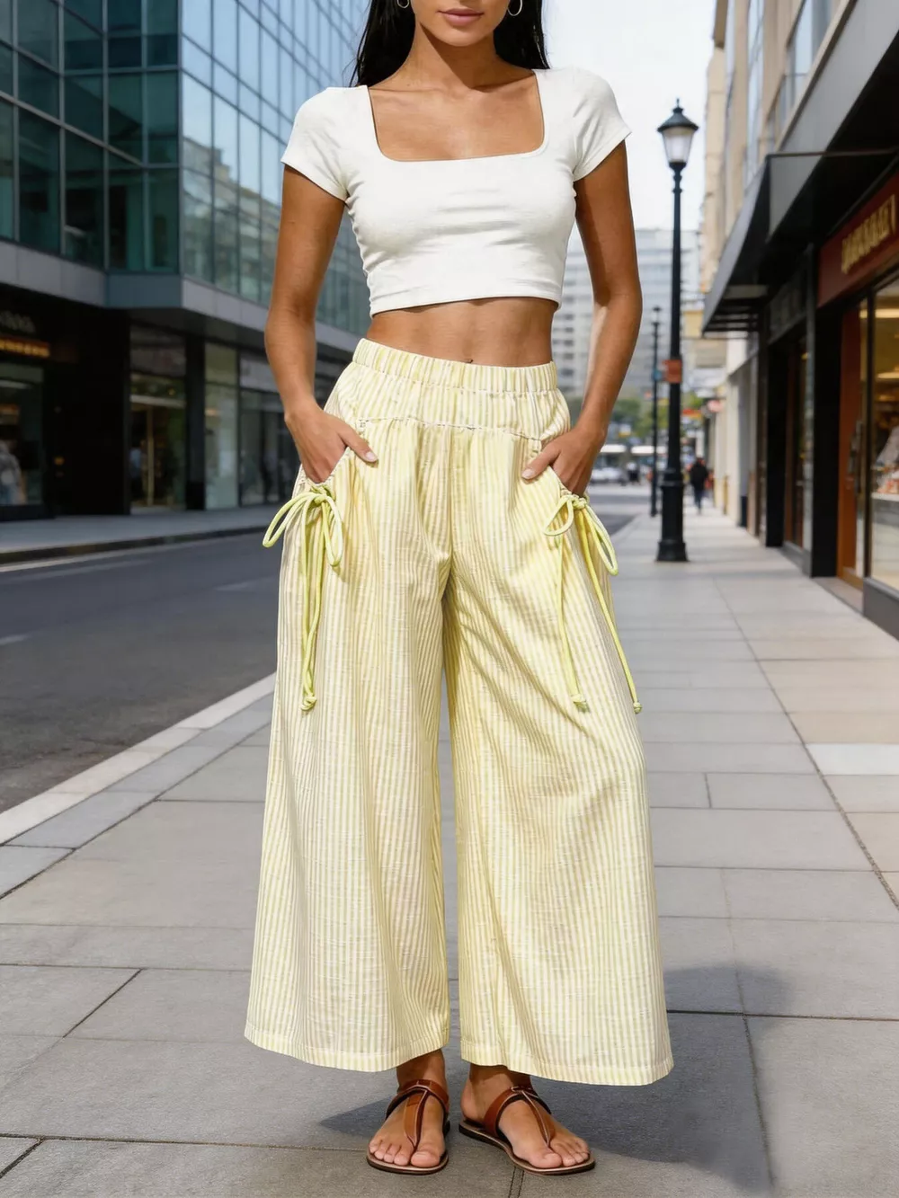 Full Size High-Waisted Striped Wide-Leg Pants Plus Size, image 15