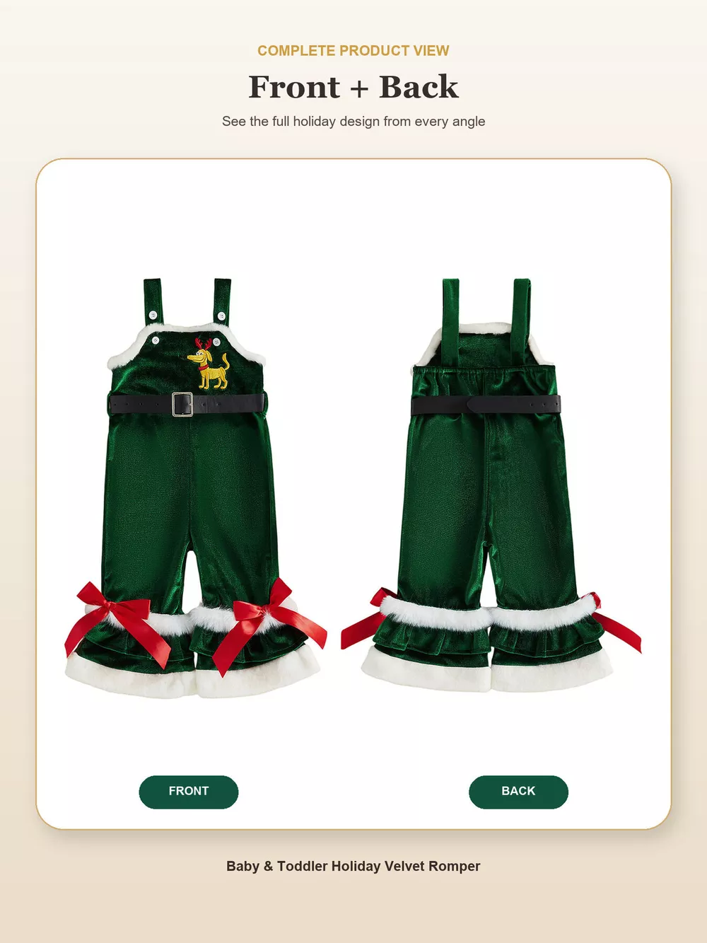 Children's Santa Baby Velvet Christmas Overalls, image 8