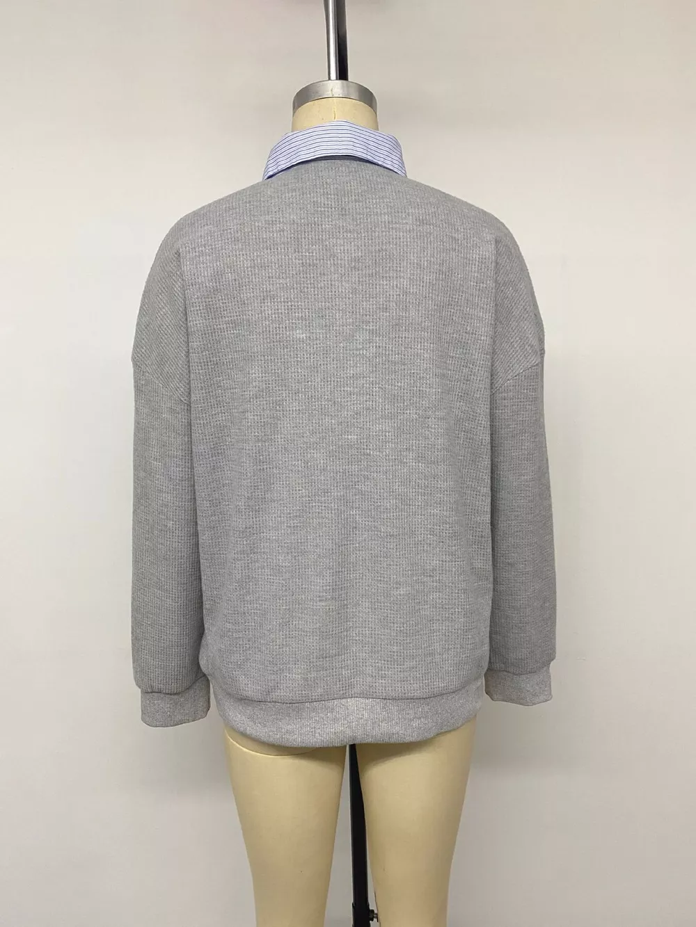 Striped Collar Dropped Shoulder Sweatshirt, image 16