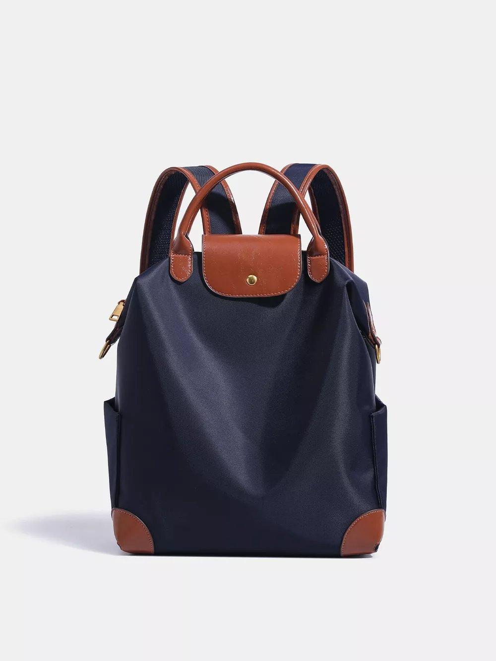Elegant Minimalist Nylon Backpack Bag with Leather Trim, image 5