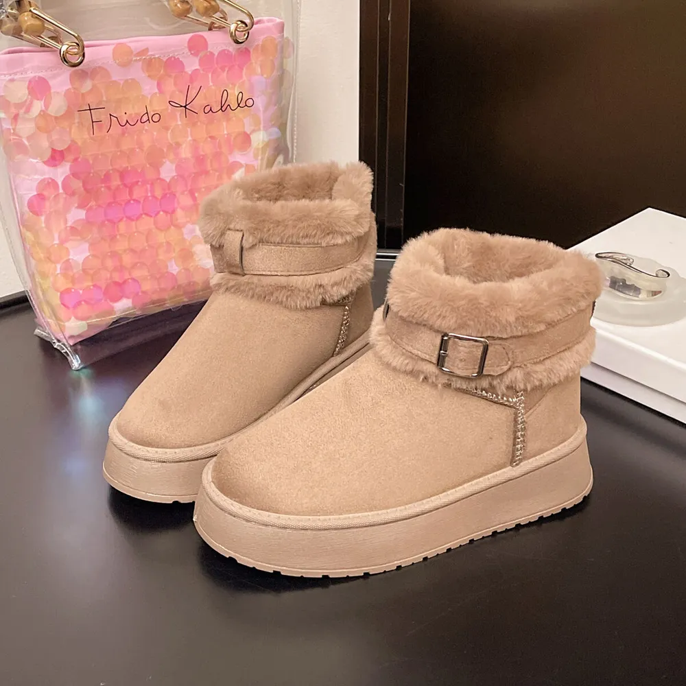 Round Toe Platform Fleece-Lined Winter Boots, image 4