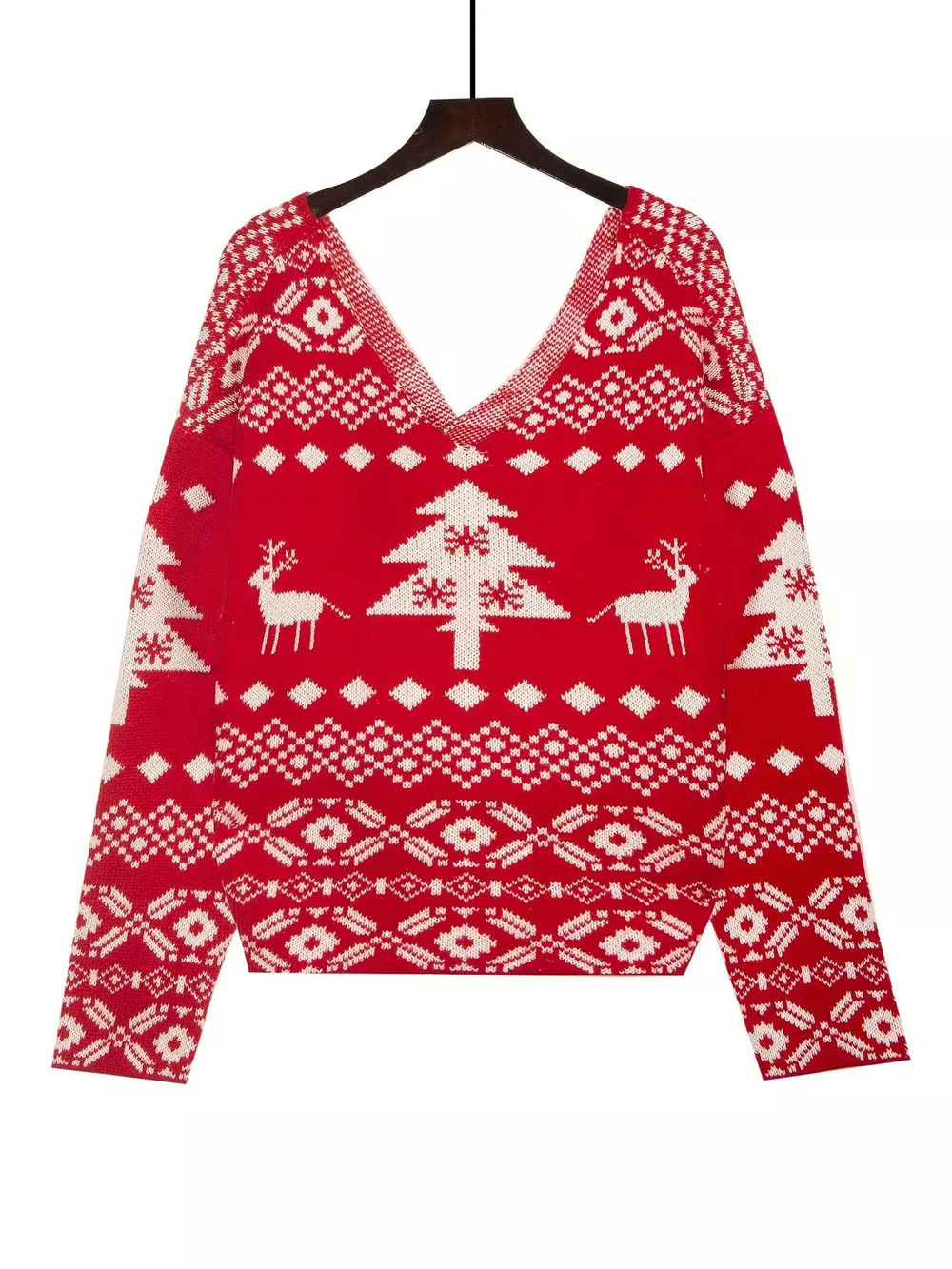 Christmas Tree Reindeer Long Sleeve Sweater, image 4